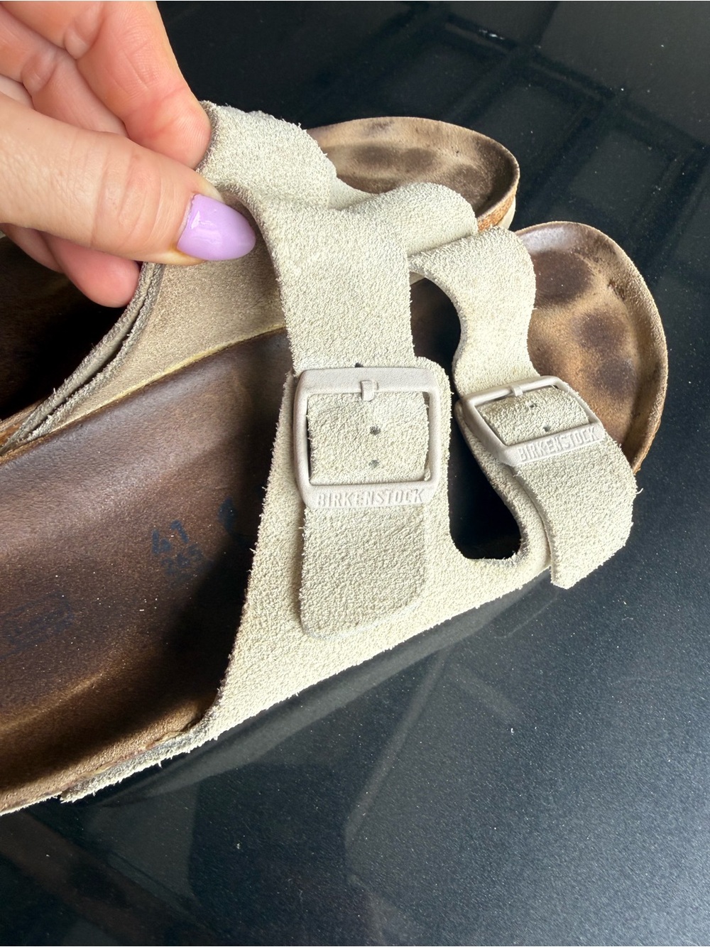 BIRKENSTOCK | Suede Double Buckle Slip-On Sandals - Picture 6 of 9